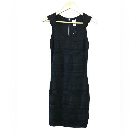 Black Knit Crochet Cache Dress Small NWT - Picture 2 of 4